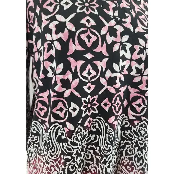 Susan Graver Blouse Women's LP 3/4 Sleeve V-Neck Stretch Floral Design Slinky - Picture 4 of 7